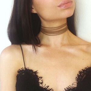 NWT Camel Suede Multi-Layer Choker Necklace